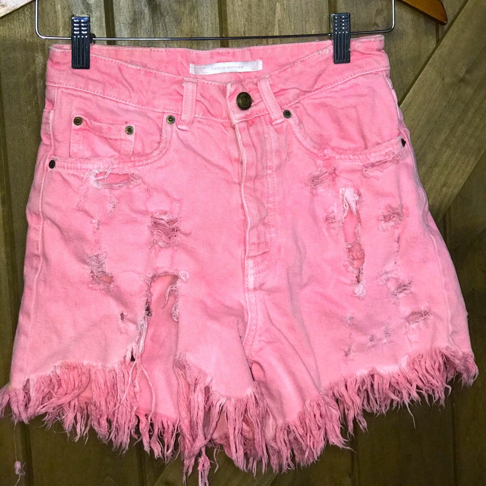 Pink denim high waist “Zara” shorts